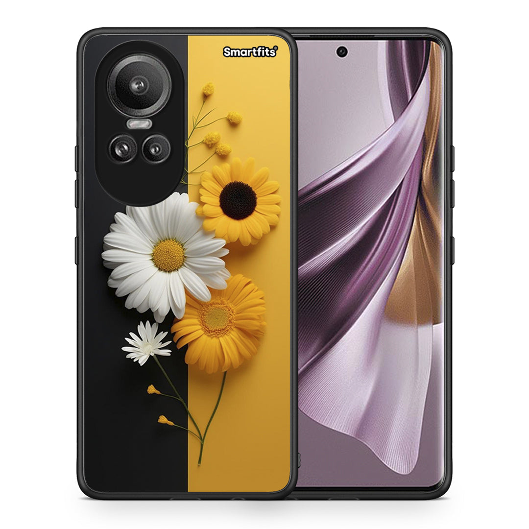 Θήκη Oppo Reno10 Pro Yellow Daisies από τη Smartfits με σχέδιο στο πίσω μέρος και μαύρο περίβλημα | Oppo Reno10 Pro Yellow Daisies case with colorful back and black bezels