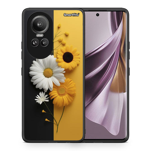 Θήκη Oppo Reno10 Pro Yellow Daisies από τη Smartfits με σχέδιο στο πίσω μέρος και μαύρο περίβλημα | Oppo Reno10 Pro Yellow Daisies case with colorful back and black bezels