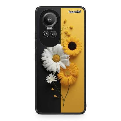 Oppo Reno10 Pro Yellow Daisies θήκη από τη Smartfits με σχέδιο στο πίσω μέρος και μαύρο περίβλημα | Smartphone case with colorful back and black bezels by Smartfits