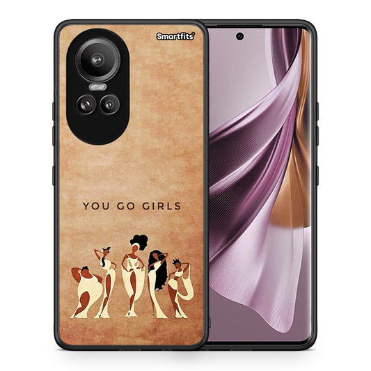 Θήκη Oppo Reno10 Pro You Go Girl από τη Smartfits με σχέδιο στο πίσω μέρος και μαύρο περίβλημα | Oppo Reno10 Pro You Go Girl case with colorful back and black bezels