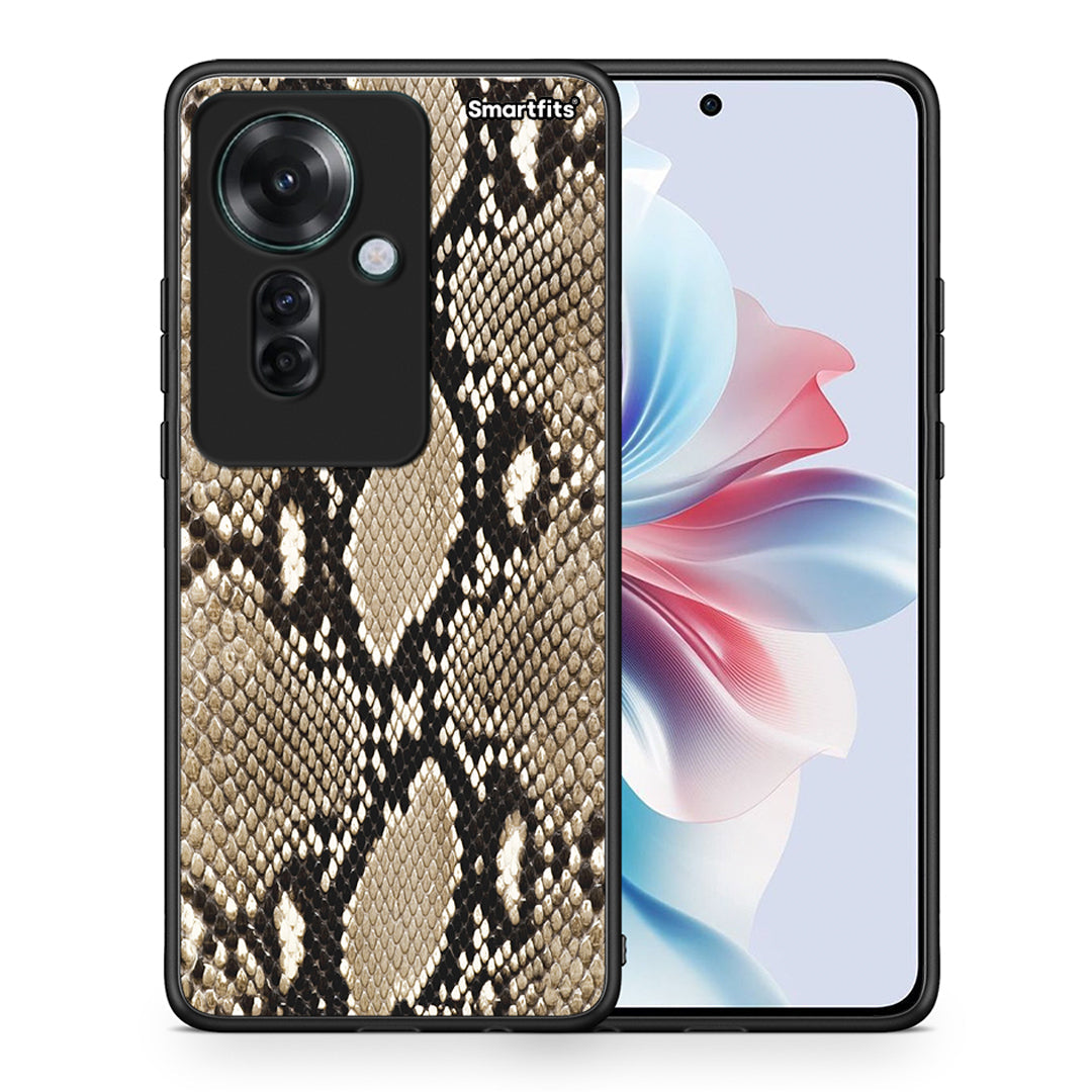 Θήκη Oppo Reno11 F 5G Fashion Snake Animal από τη Smartfits με σχέδιο στο πίσω μέρος και μαύρο περίβλημα | Oppo Reno11 F 5G Fashion Snake Animal case with colorful back and black bezels