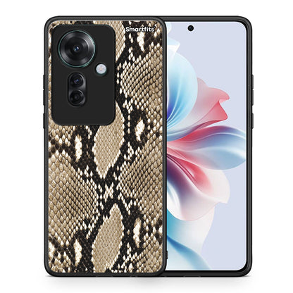 Θήκη Oppo Reno11 F 5G Fashion Snake Animal από τη Smartfits με σχέδιο στο πίσω μέρος και μαύρο περίβλημα | Oppo Reno11 F 5G Fashion Snake Animal case with colorful back and black bezels