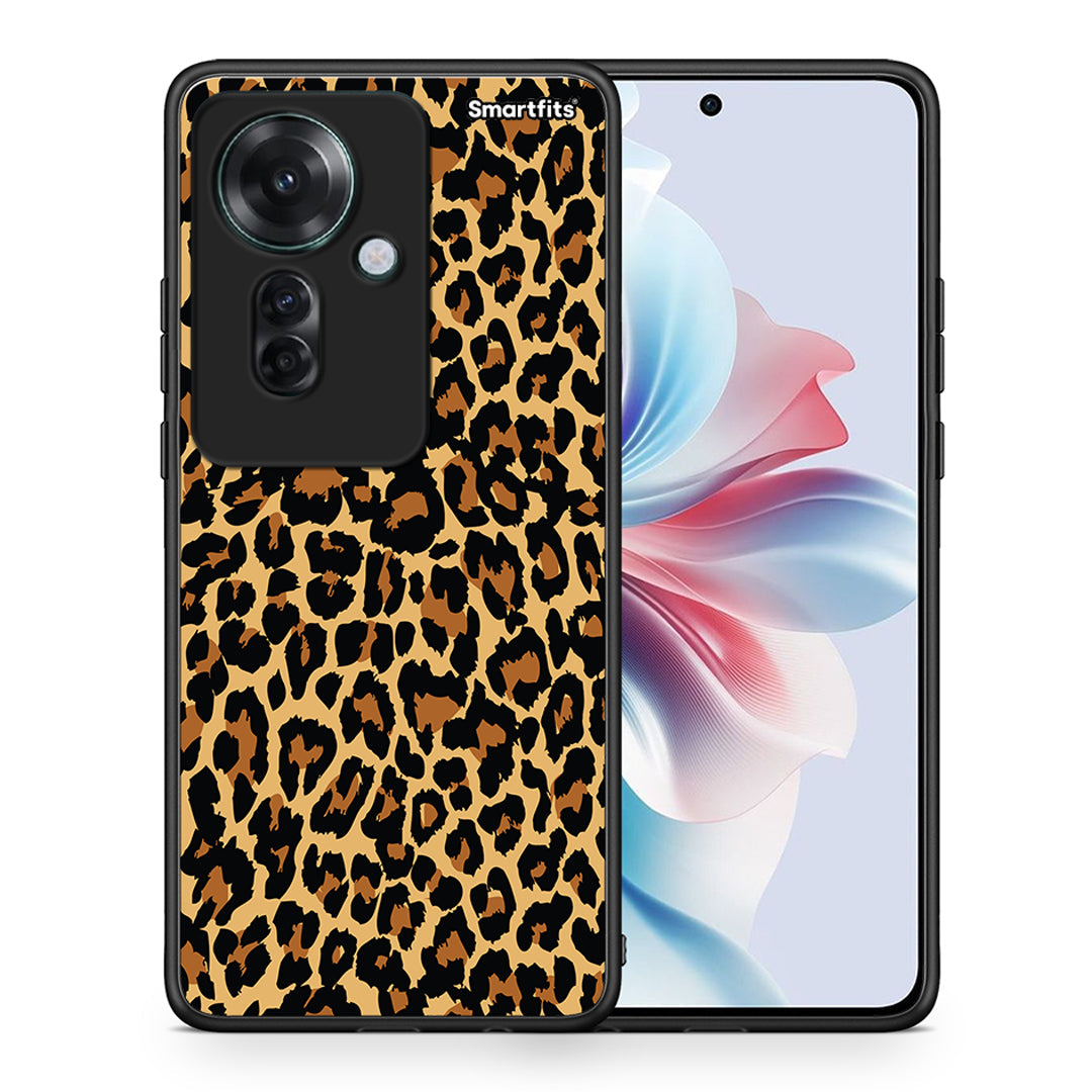 Θήκη Oppo Reno11 F 5G Leopard Animal από τη Smartfits με σχέδιο στο πίσω μέρος και μαύρο περίβλημα | Oppo Reno11 F 5G Leopard Animal case with colorful back and black bezels