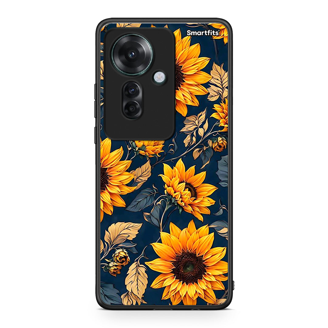 Oppo Reno11 F 5G Autumn Sunflowers Θήκη από τη Smartfits με σχέδιο στο πίσω μέρος και μαύρο περίβλημα | Smartphone case with colorful back and black bezels by Smartfits