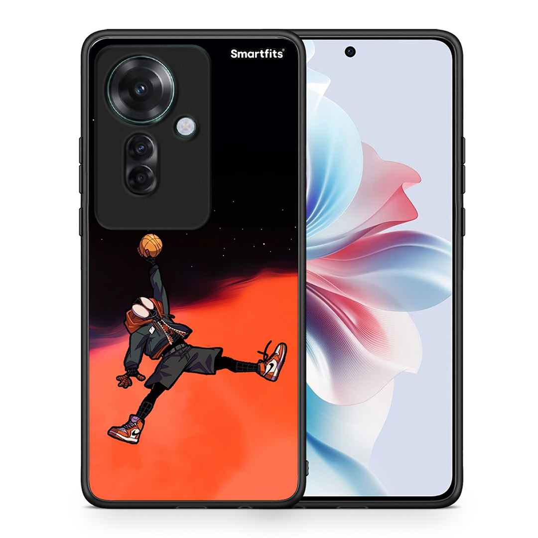 Θήκη Oppo Reno11 F 5G Basketball Hero από τη Smartfits με σχέδιο στο πίσω μέρος και μαύρο περίβλημα | Oppo Reno11 F 5G Basketball Hero case with colorful back and black bezels