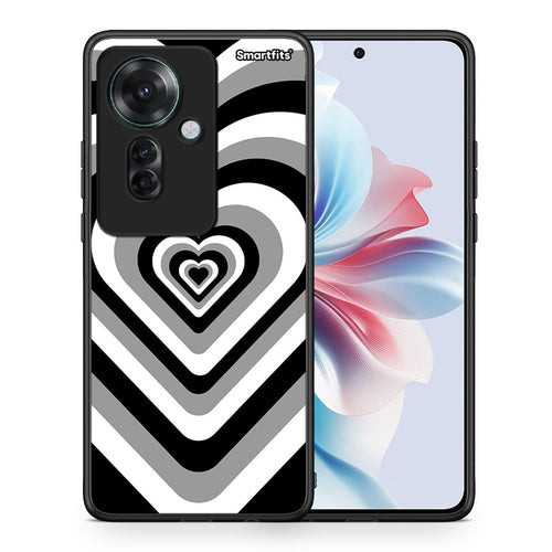 Θήκη Oppo Reno11 F 5G Black Hearts από τη Smartfits με σχέδιο στο πίσω μέρος και μαύρο περίβλημα | Oppo Reno11 F 5G Black Hearts case with colorful back and black bezels