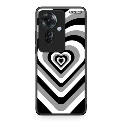 Oppo Reno11 F 5G Black Hearts θήκη από τη Smartfits με σχέδιο στο πίσω μέρος και μαύρο περίβλημα | Smartphone case with colorful back and black bezels by Smartfits