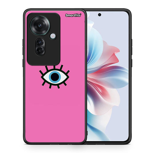 Θήκη Oppo Reno11 F 5G Blue Eye Pink από τη Smartfits με σχέδιο στο πίσω μέρος και μαύρο περίβλημα | Oppo Reno11 F 5G Blue Eye Pink case with colorful back and black bezels