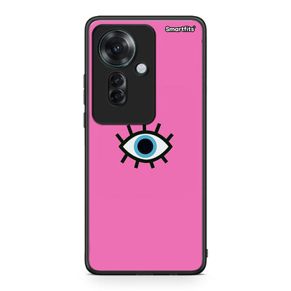 Oppo Reno11 F 5G Blue Eye Pink θήκη από τη Smartfits με σχέδιο στο πίσω μέρος και μαύρο περίβλημα | Smartphone case with colorful back and black bezels by Smartfits