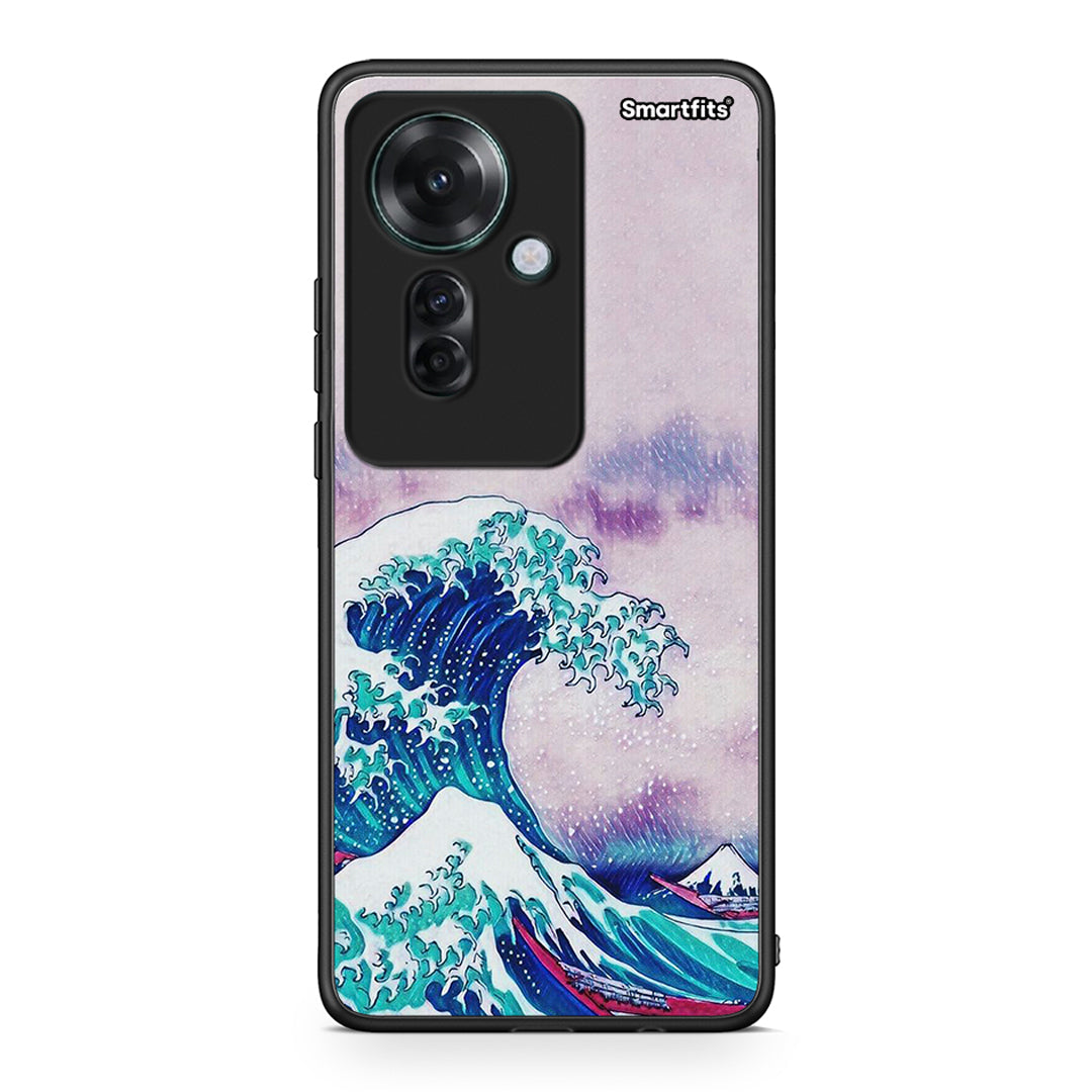 Oppo Reno11 F 5G Blue Waves θήκη από τη Smartfits με σχέδιο στο πίσω μέρος και μαύρο περίβλημα | Smartphone case with colorful back and black bezels by Smartfits