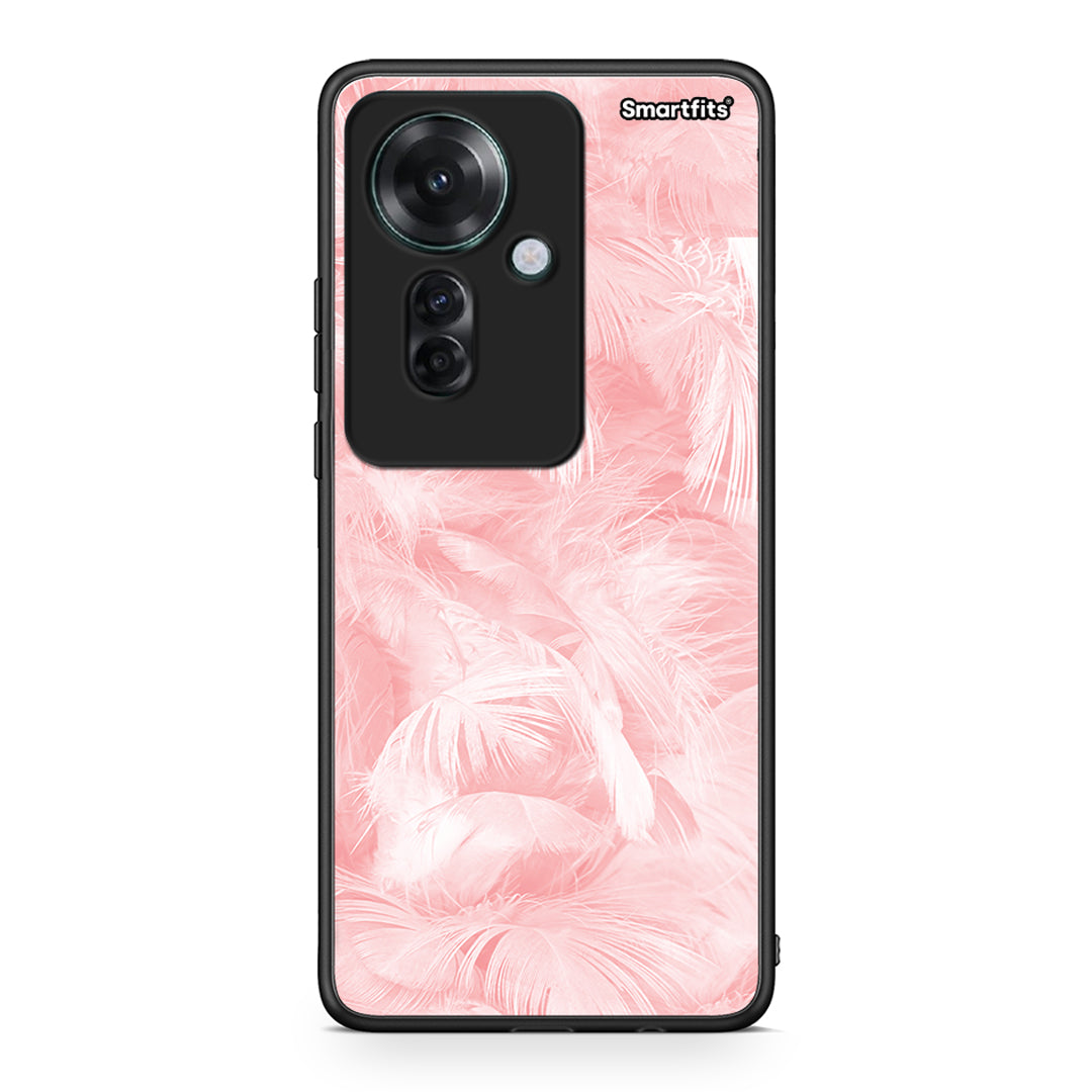 33 - Oppo Reno11 F 5G Pink Feather Boho case, cover, bumper