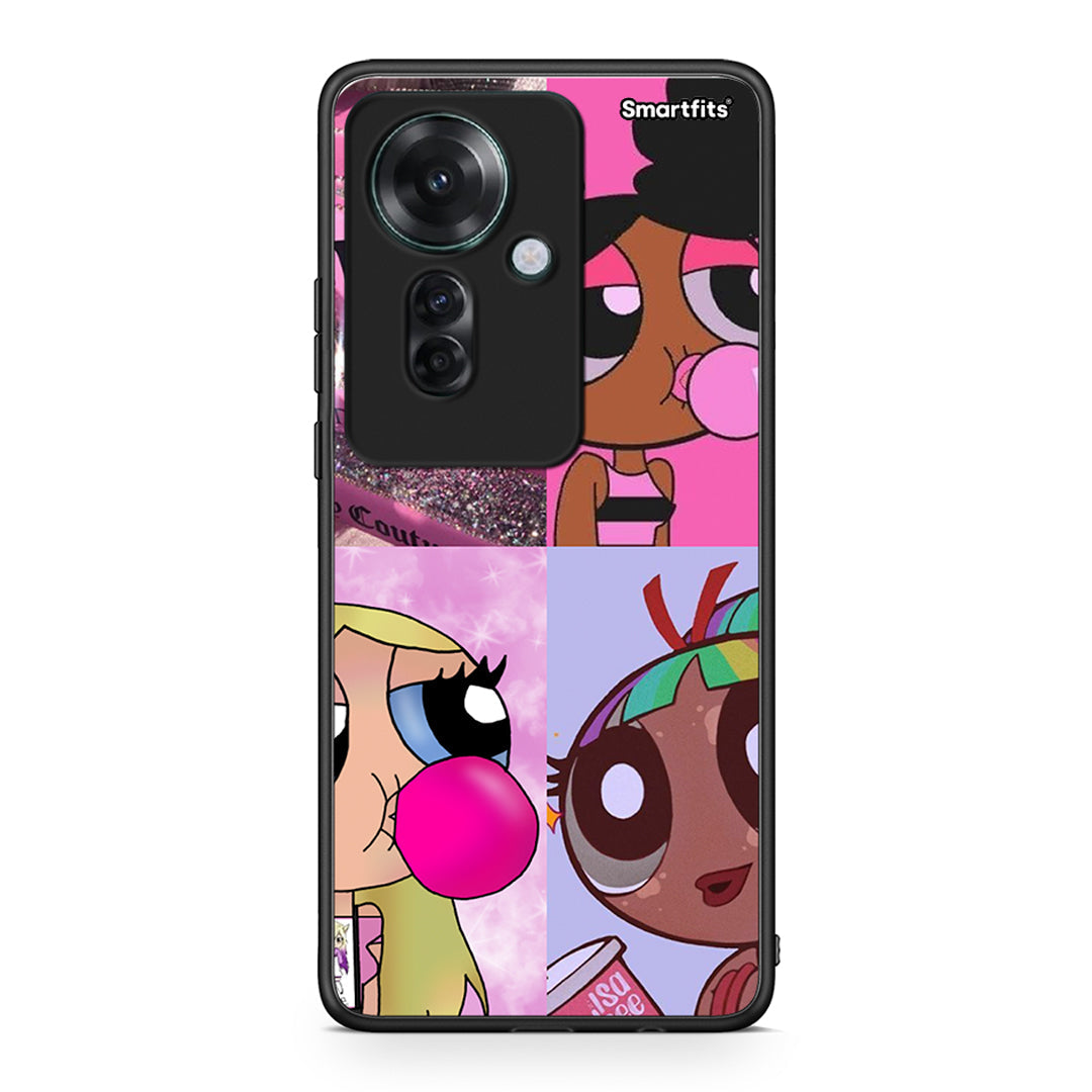 Oppo Reno11 F 5G Bubble Girls Θήκη Αγίου Βαλεντίνου από τη Smartfits με σχέδιο στο πίσω μέρος και μαύρο περίβλημα | Smartphone case with colorful back and black bezels by Smartfits