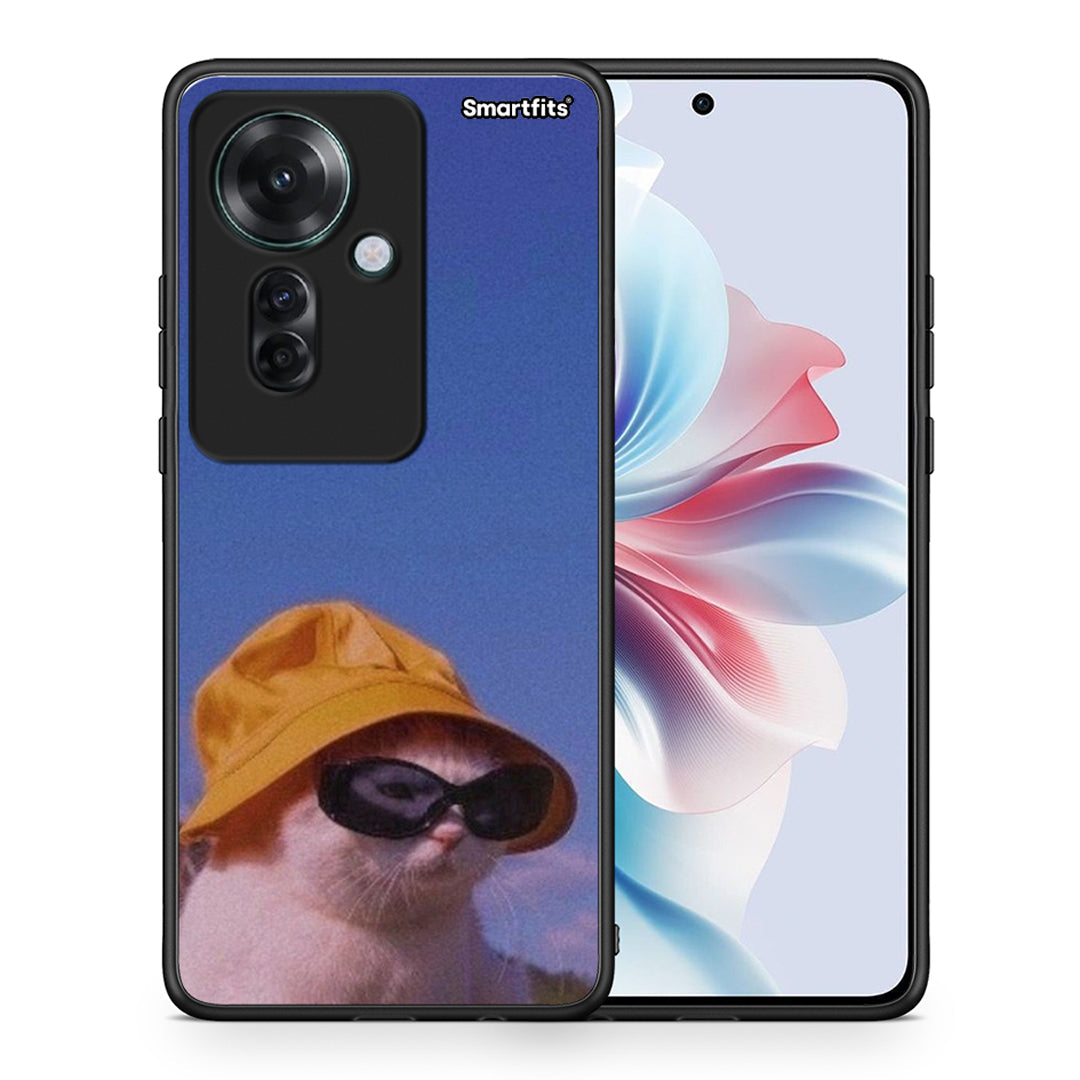 Θήκη Oppo Reno11 F 5G Cat Diva από τη Smartfits με σχέδιο στο πίσω μέρος και μαύρο περίβλημα | Oppo Reno11 F 5G Cat Diva case with colorful back and black bezels