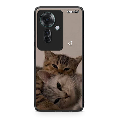 Oppo Reno11 F 5G Cats In Love Θήκη από τη Smartfits με σχέδιο στο πίσω μέρος και μαύρο περίβλημα | Smartphone case with colorful back and black bezels by Smartfits