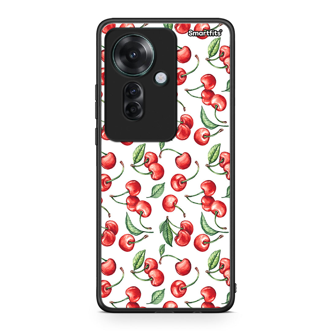 Oppo Reno11 F 5G Cherry Summer θήκη από τη Smartfits με σχέδιο στο πίσω μέρος και μαύρο περίβλημα | Smartphone case with colorful back and black bezels by Smartfits