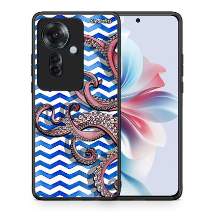 Θήκη Oppo Reno11 F 5G Chevron Devilfish από τη Smartfits με σχέδιο στο πίσω μέρος και μαύρο περίβλημα | Oppo Reno11 F 5G Chevron Devilfish case with colorful back and black bezels