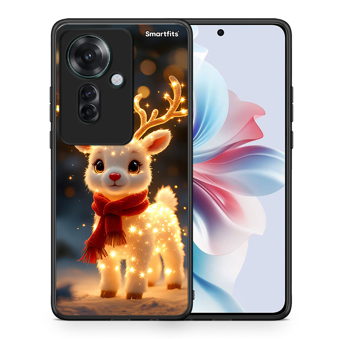 Θήκη Oppo Reno11 F 5G Christmas Cutie από τη Smartfits με σχέδιο στο πίσω μέρος και μαύρο περίβλημα | Oppo Reno11 F 5G Christmas Cutie case with colorful back and black bezels