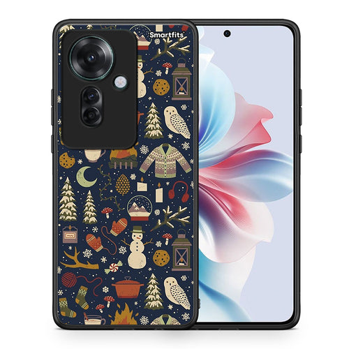 Θήκη Oppo Reno11 F 5G Christmas Elements από τη Smartfits με σχέδιο στο πίσω μέρος και μαύρο περίβλημα | Oppo Reno11 F 5G Christmas Elements case with colorful back and black bezels