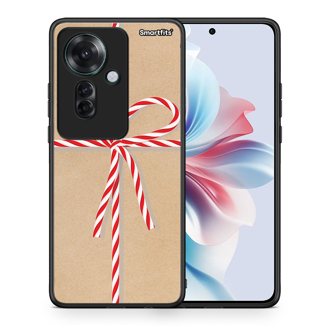 Θήκη Oppo Reno11 F 5G Christmas Gift από τη Smartfits με σχέδιο στο πίσω μέρος και μαύρο περίβλημα | Oppo Reno11 F 5G Christmas Gift case with colorful back and black bezels