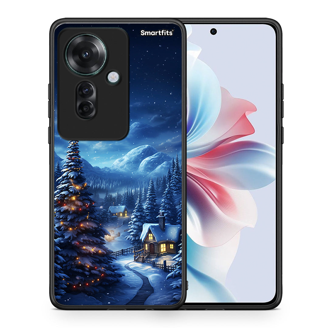 Θήκη Oppo Reno11 F 5G Christmas Scenery από τη Smartfits με σχέδιο στο πίσω μέρος και μαύρο περίβλημα | Oppo Reno11 F 5G Christmas Scenery case with colorful back and black bezels