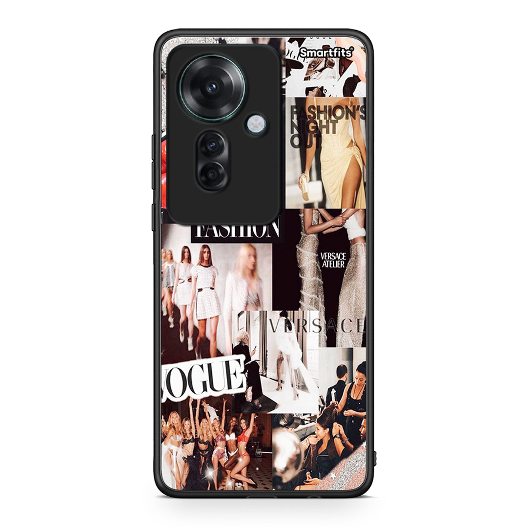 Oppo Reno11 F 5G Collage Fashion Θήκη Αγίου Βαλεντίνου από τη Smartfits με σχέδιο στο πίσω μέρος και μαύρο περίβλημα | Smartphone case with colorful back and black bezels by Smartfits