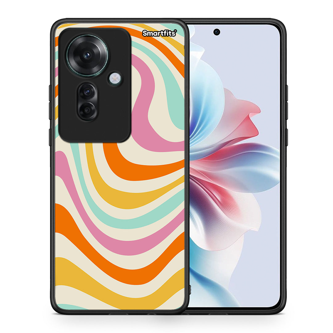 Θήκη Oppo Reno11 F 5G Colourful Waves από τη Smartfits με σχέδιο στο πίσω μέρος και μαύρο περίβλημα | Oppo Reno11 F 5G Colourful Waves case with colorful back and black bezels