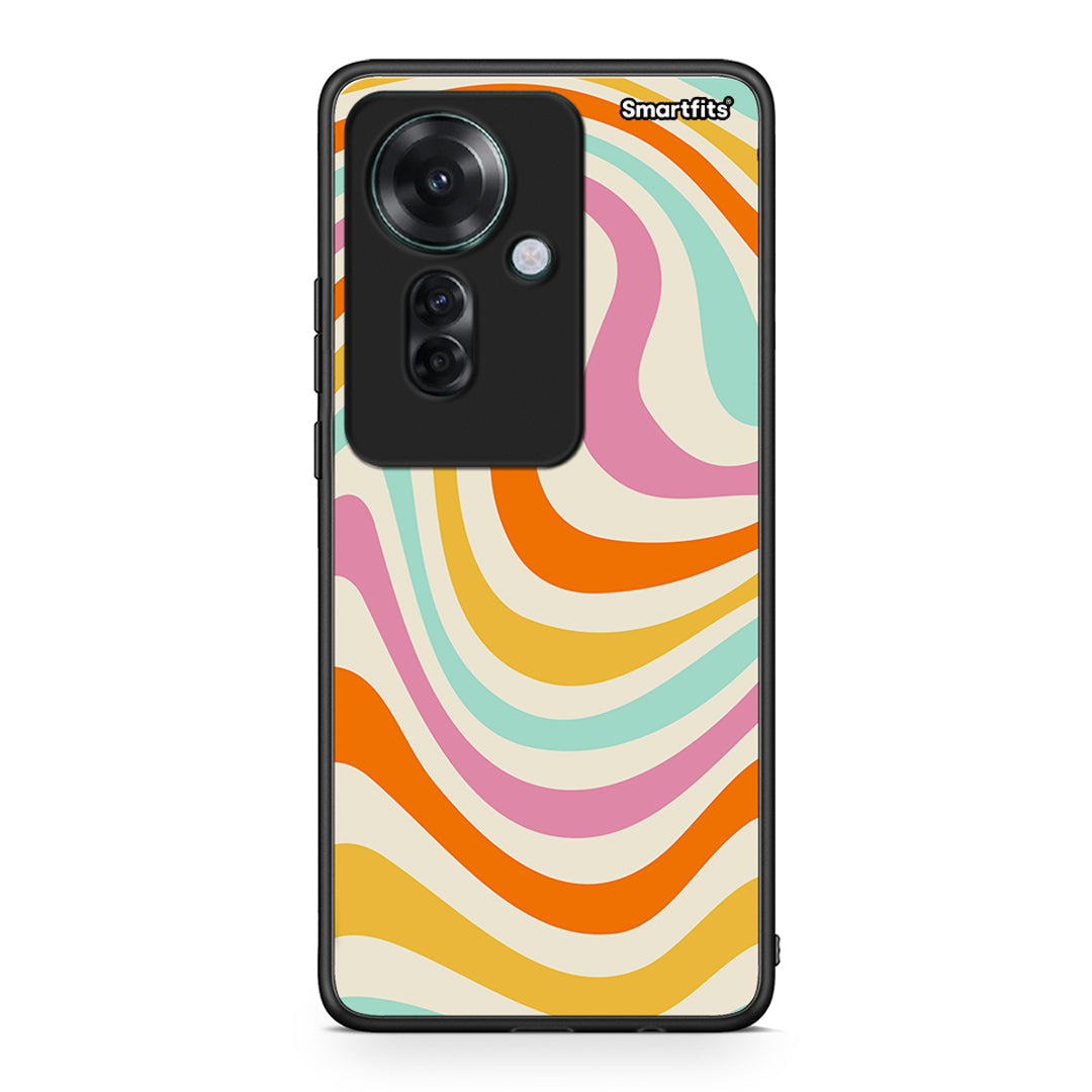 Oppo Reno11 F 5G Colourful Waves θήκη από τη Smartfits με σχέδιο στο πίσω μέρος και μαύρο περίβλημα | Smartphone case with colorful back and black bezels by Smartfits