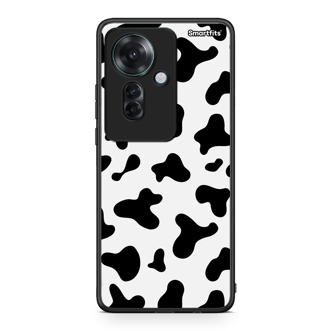 Oppo Reno11 F 5G Cow Print θήκη από τη Smartfits με σχέδιο στο πίσω μέρος και μαύρο περίβλημα | Smartphone case with colorful back and black bezels by Smartfits