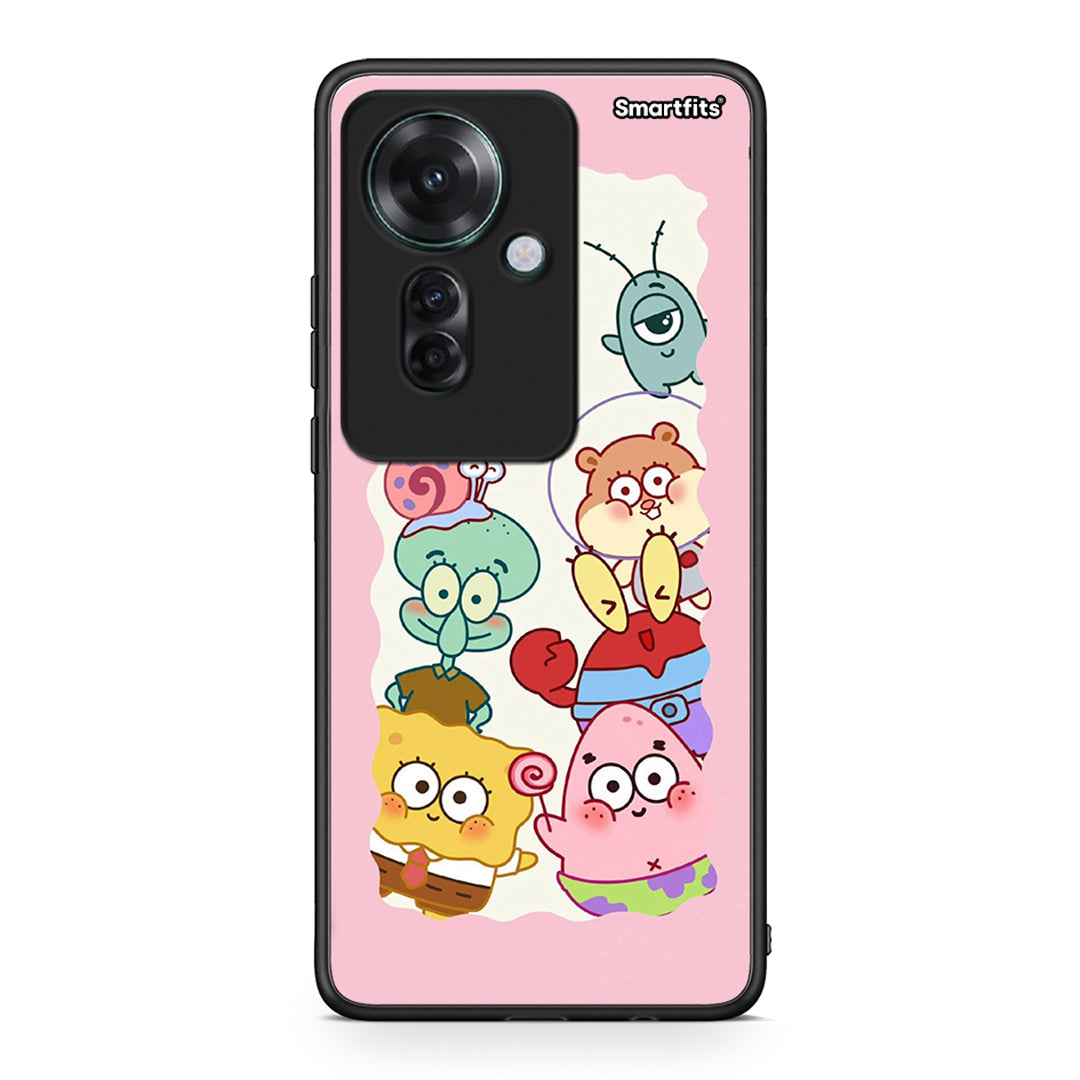 Oppo Reno11 F 5G Cute Companion θήκη από τη Smartfits με σχέδιο στο πίσω μέρος και μαύρο περίβλημα | Smartphone case with colorful back and black bezels by Smartfits