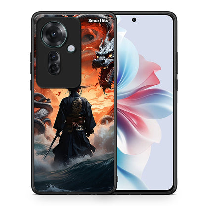 Θήκη Oppo Reno11 F 5G Dragons Fight από τη Smartfits με σχέδιο στο πίσω μέρος και μαύρο περίβλημα | Oppo Reno11 F 5G Dragons Fight case with colorful back and black bezels