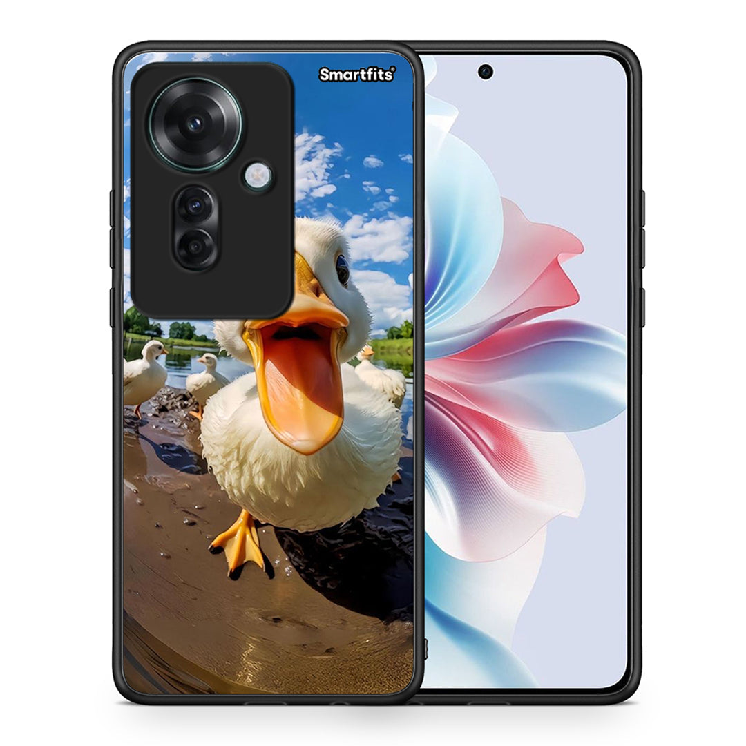 Θήκη Oppo Reno11 F 5G Duck Face από τη Smartfits με σχέδιο στο πίσω μέρος και μαύρο περίβλημα | Oppo Reno11 F 5G Duck Face case with colorful back and black bezels