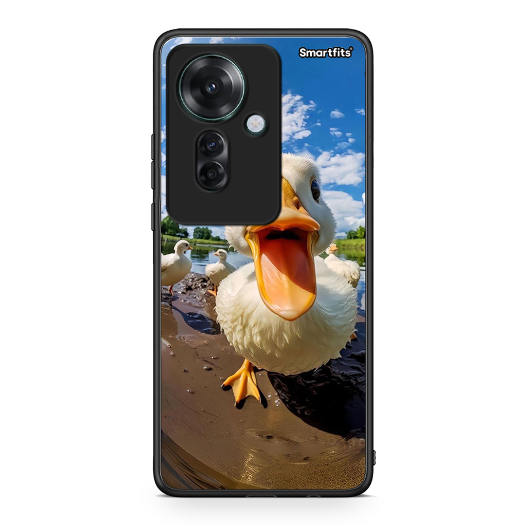 Oppo Reno11 F 5G Duck Face θήκη από τη Smartfits με σχέδιο στο πίσω μέρος και μαύρο περίβλημα | Smartphone case with colorful back and black bezels by Smartfits