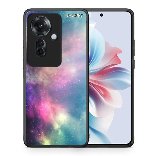 Θήκη Oppo Reno11 F 5G Rainbow Galaxy από τη Smartfits με σχέδιο στο πίσω μέρος και μαύρο περίβλημα | Oppo Reno11 F 5G Rainbow Galaxy case with colorful back and black bezels