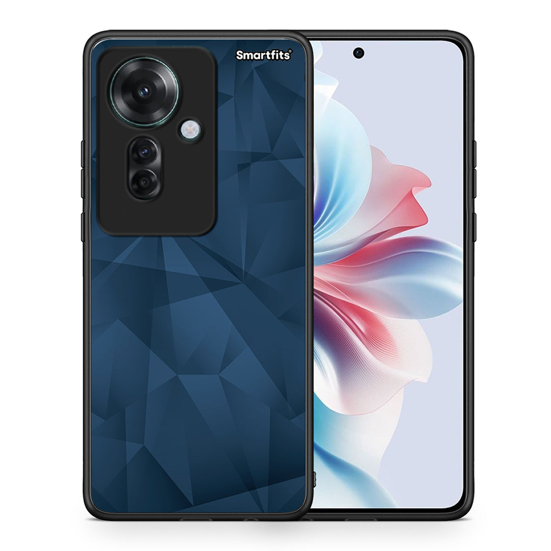 Θήκη Oppo Reno11 F 5G Blue Abstract Geometric από τη Smartfits με σχέδιο στο πίσω μέρος και μαύρο περίβλημα | Oppo Reno11 F 5G Blue Abstract Geometric case with colorful back and black bezels