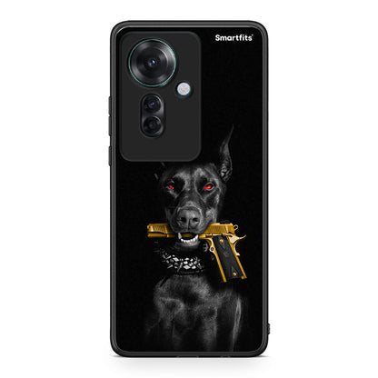 Oppo Reno11 F 5G Golden Gun Θήκη Αγίου Βαλεντίνου από τη Smartfits με σχέδιο στο πίσω μέρος και μαύρο περίβλημα | Smartphone case with colorful back and black bezels by Smartfits