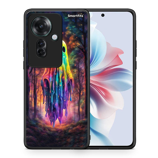 Θήκη Oppo Reno11 F 5G Halloween Ghost από τη Smartfits με σχέδιο στο πίσω μέρος και μαύρο περίβλημα | Oppo Reno11 F 5G Halloween Ghost case with colorful back and black bezels