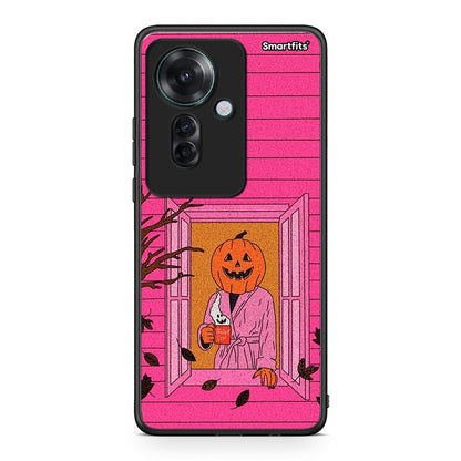 Oppo Reno11 F 5G Halloween Pumpkin Lady Θήκη από τη Smartfits με σχέδιο στο πίσω μέρος και μαύρο περίβλημα | Smartphone case with colorful back and black bezels by Smartfits