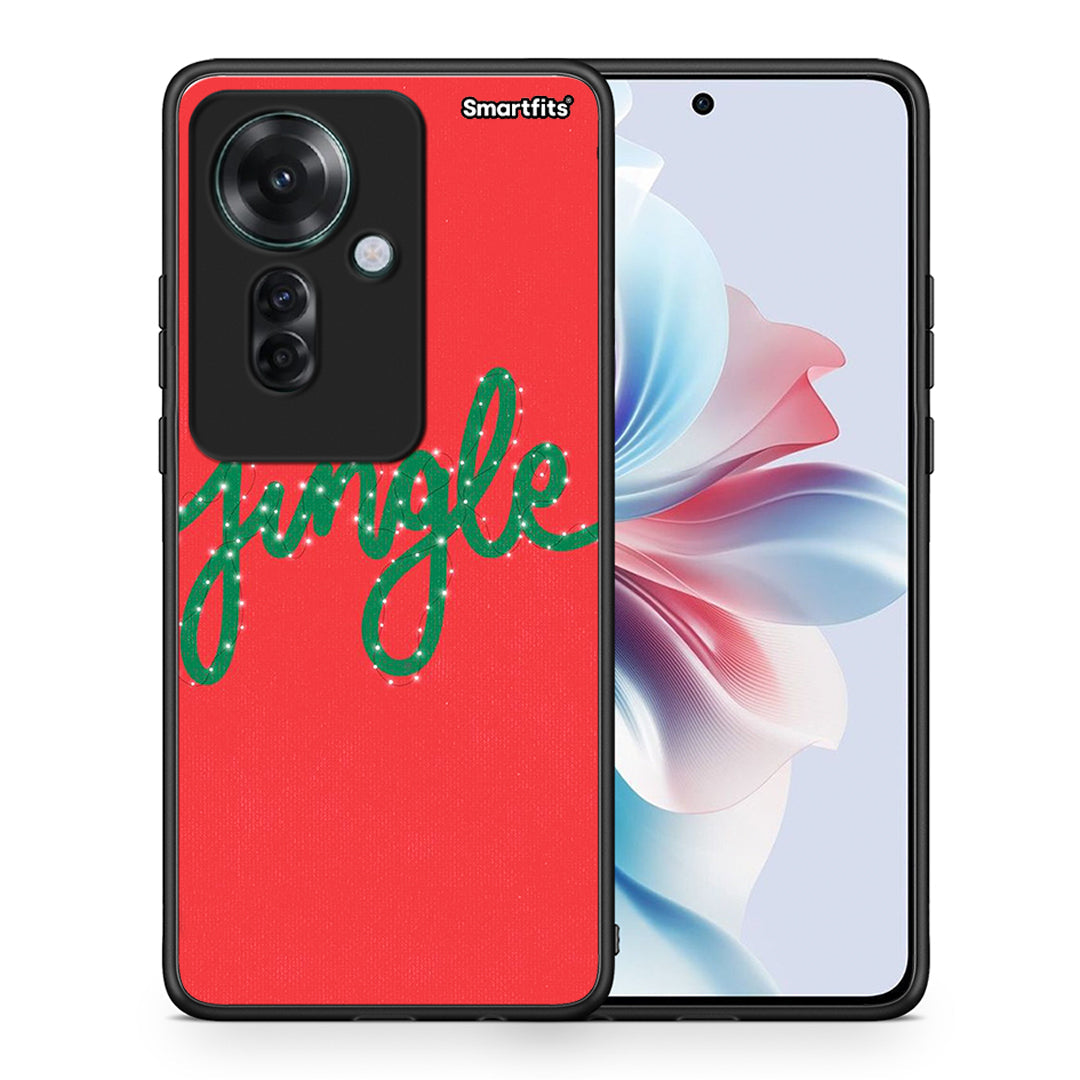 Θήκη Oppo Reno11 F 5G Jingle Xmas από τη Smartfits με σχέδιο στο πίσω μέρος και μαύρο περίβλημα | Oppo Reno11 F 5G Jingle Xmas case with colorful back and black bezels