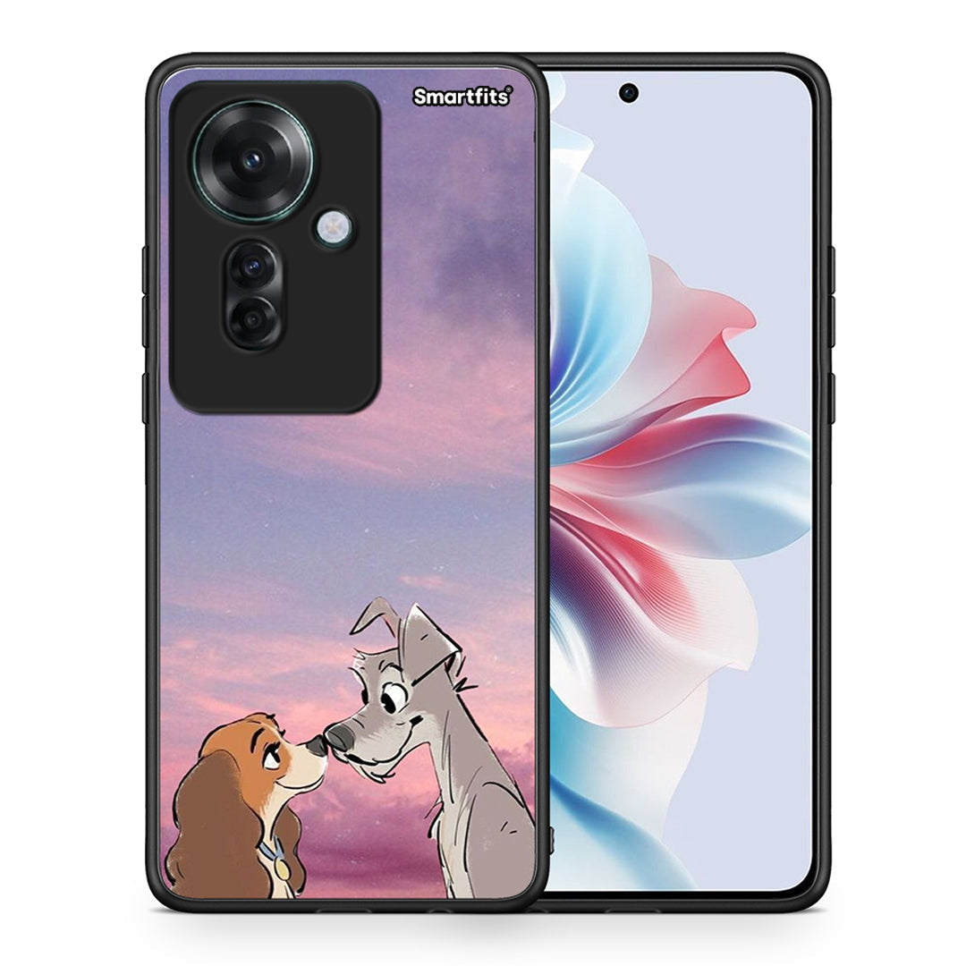 Θήκη Oppo Reno11 F 5G Lady And Tramp από τη Smartfits με σχέδιο στο πίσω μέρος και μαύρο περίβλημα | Oppo Reno11 F 5G Lady And Tramp case with colorful back and black bezels