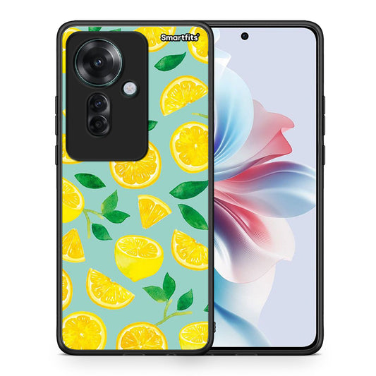 Θήκη Oppo Reno11 F 5G Lemons από τη Smartfits με σχέδιο στο πίσω μέρος και μαύρο περίβλημα | Oppo Reno11 F 5G Lemons case with colorful back and black bezels