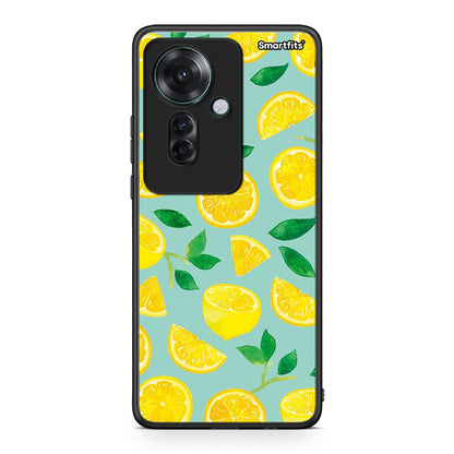Oppo Reno11 F 5G Lemons θήκη από τη Smartfits με σχέδιο στο πίσω μέρος και μαύρο περίβλημα | Smartphone case with colorful back and black bezels by Smartfits