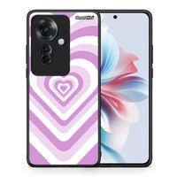 Thumbnail for Θήκη Oppo Reno11 F 5G Lilac Hearts από τη Smartfits με σχέδιο στο πίσω μέρος και μαύρο περίβλημα | Oppo Reno11 F 5G Lilac Hearts case with colorful back and black bezels