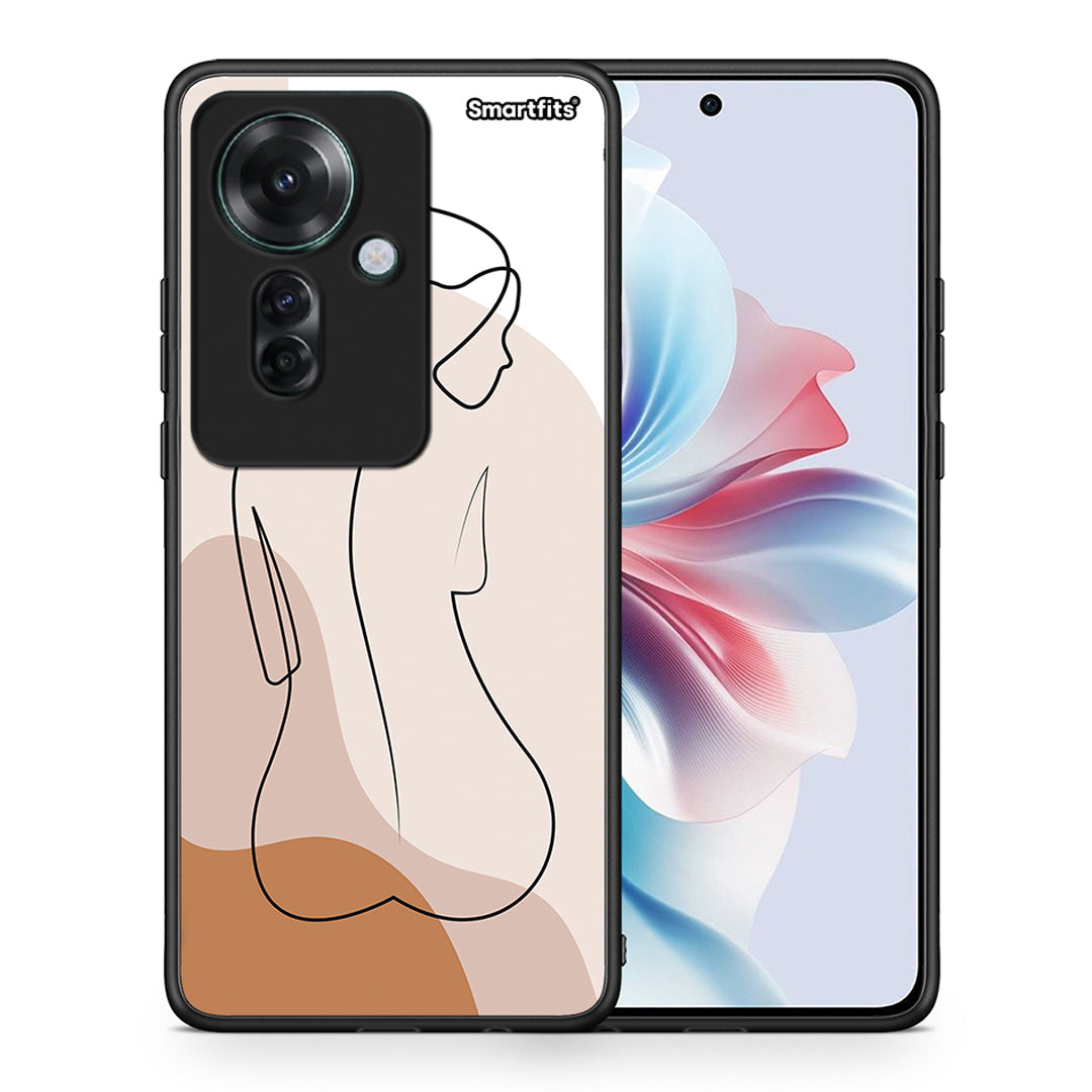 Θήκη Oppo Reno11 F 5G LineArt Woman από τη Smartfits με σχέδιο στο πίσω μέρος και μαύρο περίβλημα | Oppo Reno11 F 5G LineArt Woman case with colorful back and black bezels