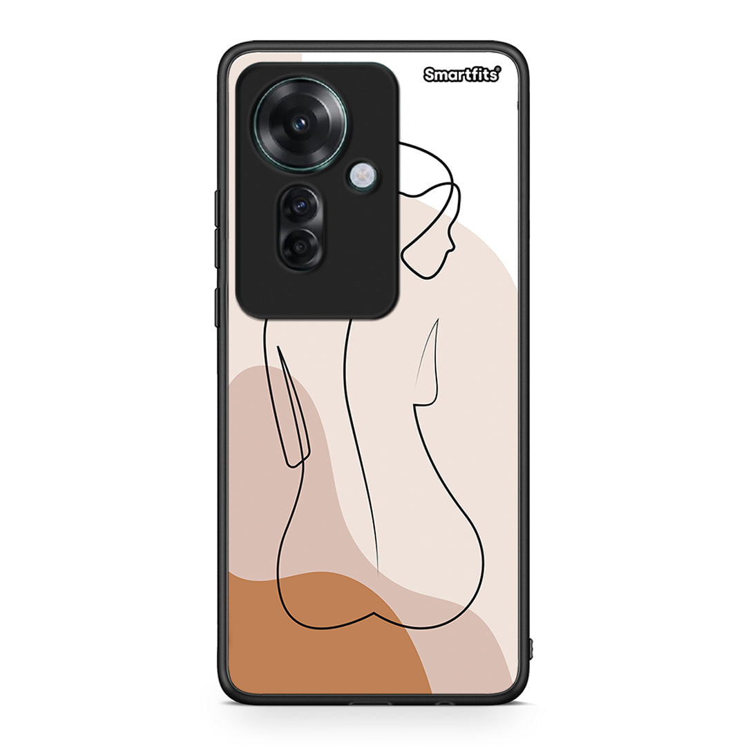 Oppo Reno11 F 5G LineArt Woman θήκη από τη Smartfits με σχέδιο στο πίσω μέρος και μαύρο περίβλημα | Smartphone case with colorful back and black bezels by Smartfits