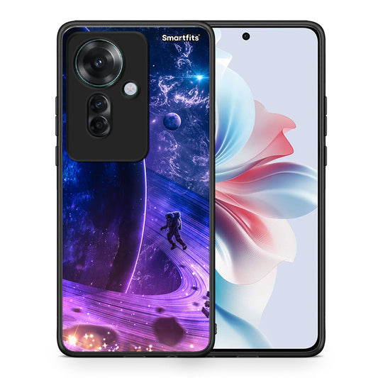 Θήκη Oppo Reno11 F 5G Lost Astronaut από τη Smartfits με σχέδιο στο πίσω μέρος και μαύρο περίβλημα | Oppo Reno11 F 5G Lost Astronaut case with colorful back and black bezels