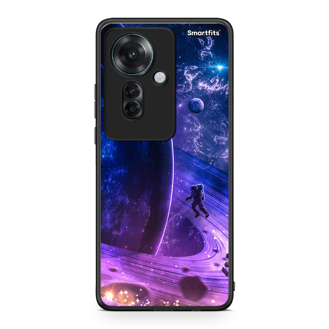 Oppo Reno11 F 5G Lost Astronaut θήκη από τη Smartfits με σχέδιο στο πίσω μέρος και μαύρο περίβλημα | Smartphone case with colorful back and black bezels by Smartfits