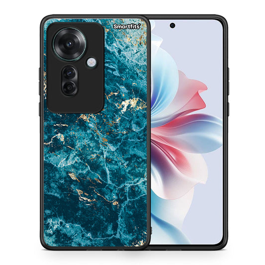 Θήκη Oppo Reno11 F 5G Marble Blue από τη Smartfits με σχέδιο στο πίσω μέρος και μαύρο περίβλημα | Oppo Reno11 F 5G Marble Blue case with colorful back and black bezels