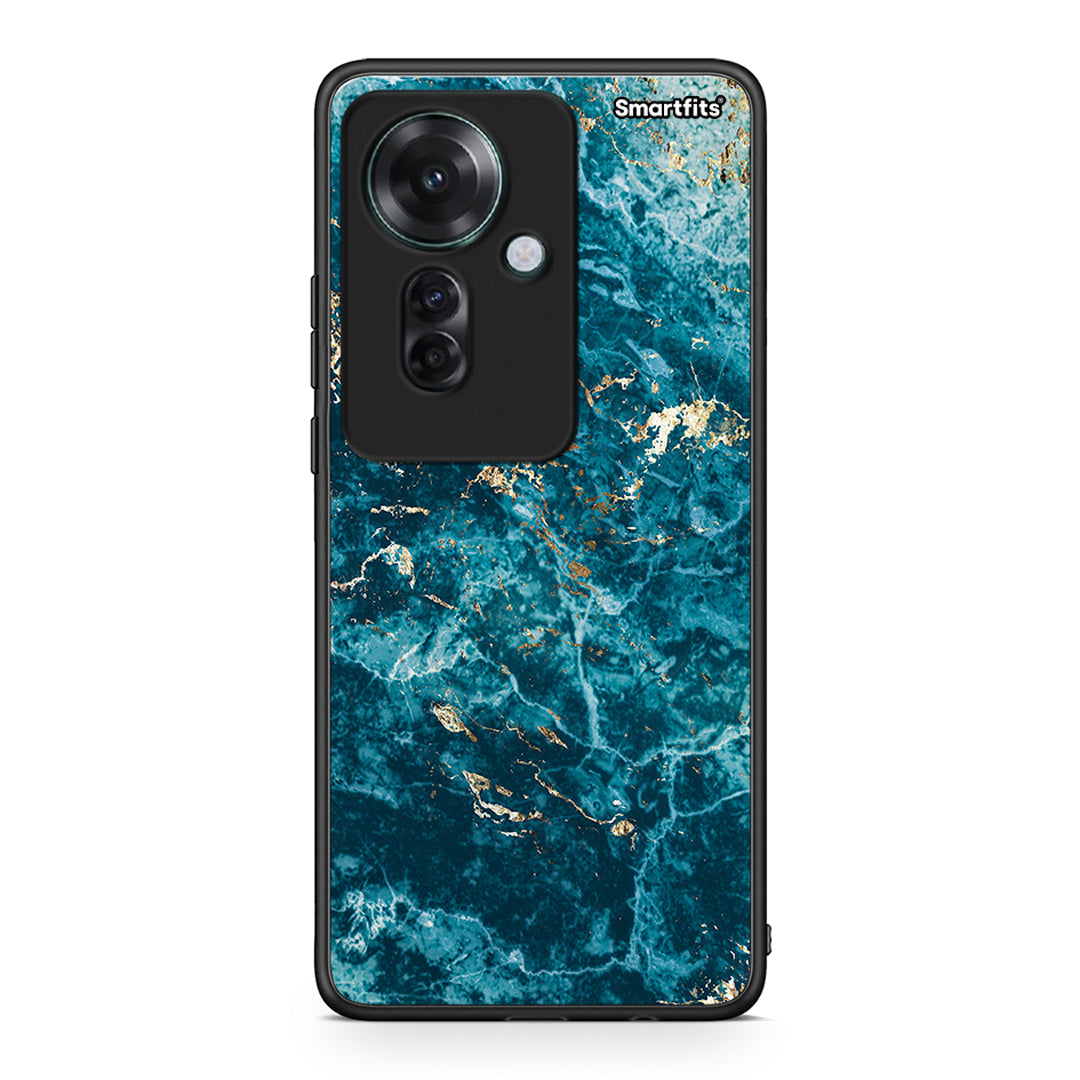 Oppo Reno11 F 5G Marble Blue θήκη από τη Smartfits με σχέδιο στο πίσω μέρος και μαύρο περίβλημα | Smartphone case with colorful back and black bezels by Smartfits