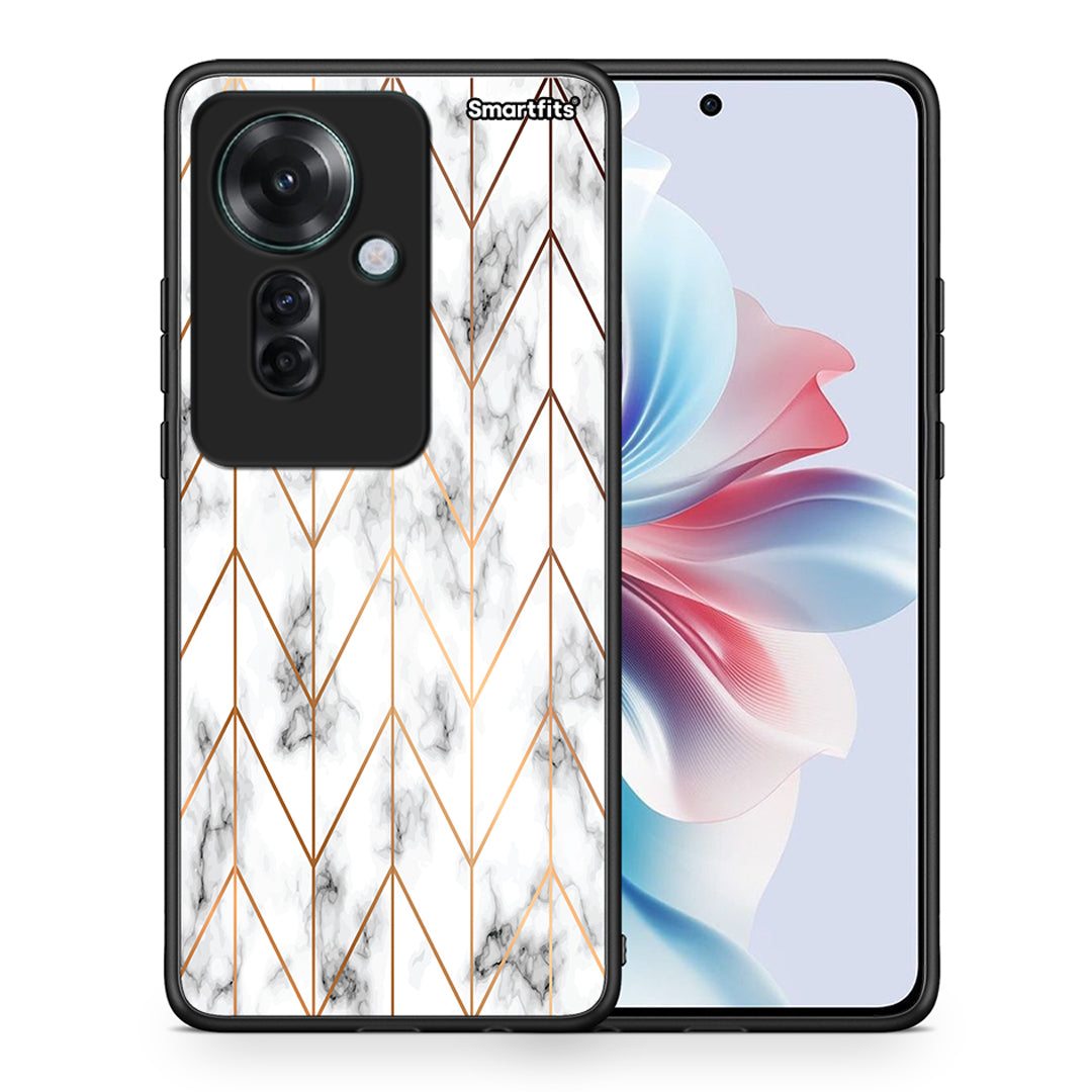 Θήκη Oppo Reno11 F 5G Gold Geometric Marble από τη Smartfits με σχέδιο στο πίσω μέρος και μαύρο περίβλημα | Oppo Reno11 F 5G Gold Geometric Marble case with colorful back and black bezels