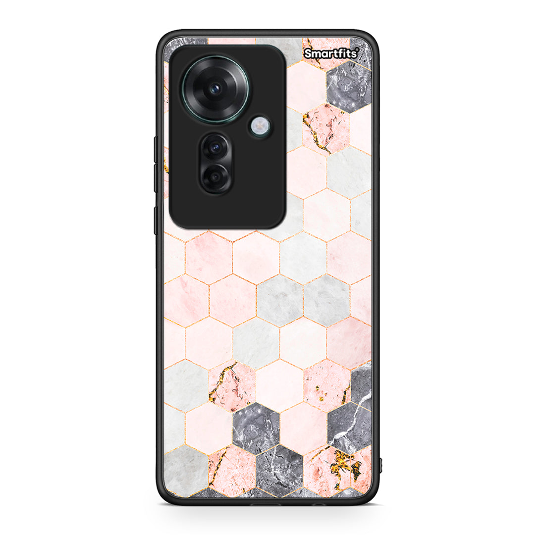 4 - Oppo Reno11 F 5G Hexagon Pink Marble case, cover, bumper